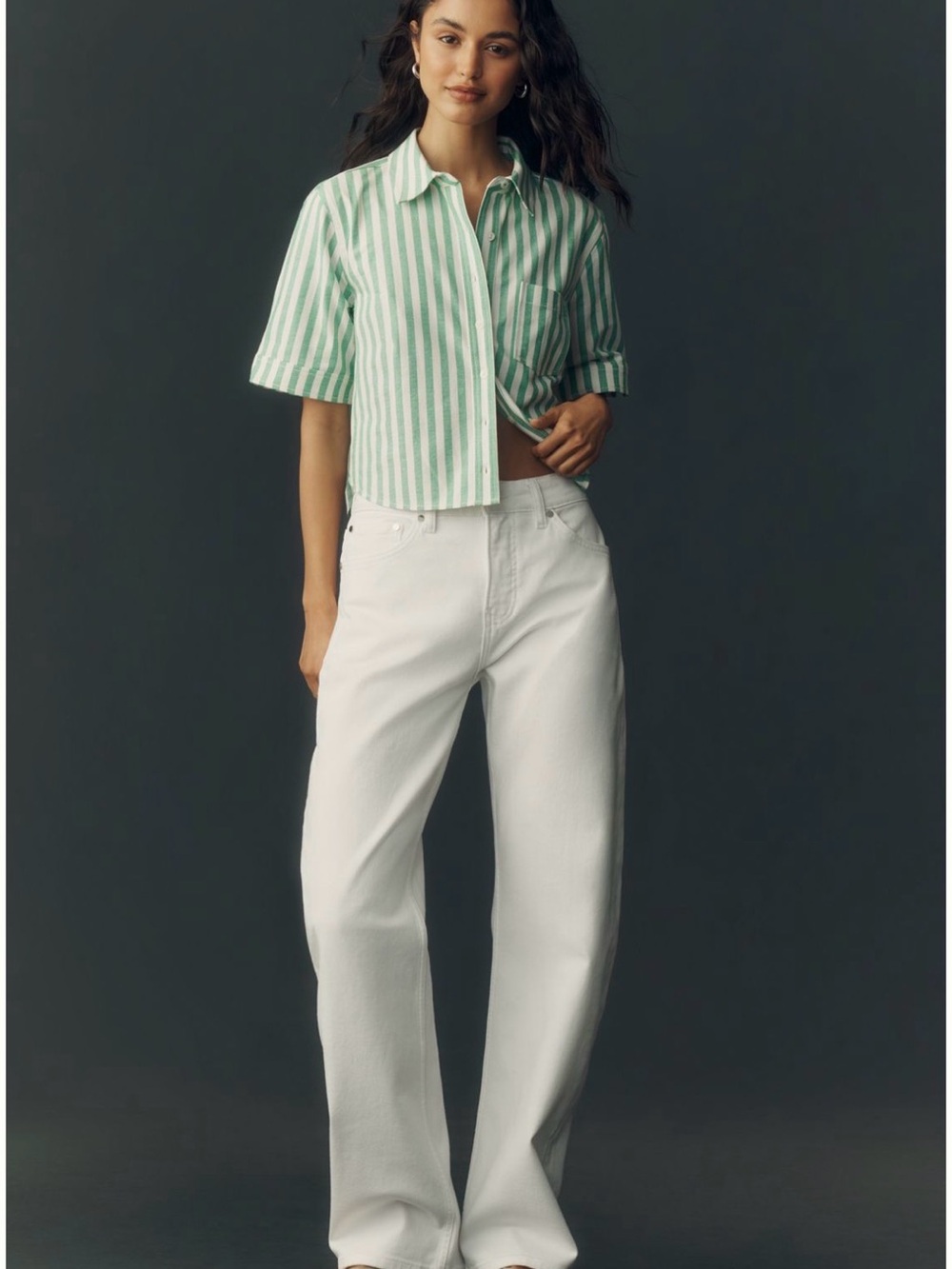 Anthropologie Maeve cropped button front